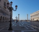 St Mark's Square is almost empty early enough in the morning